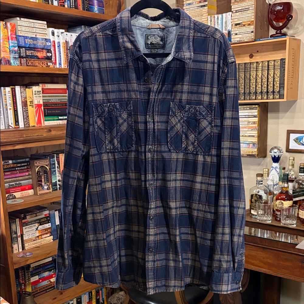 Roots Blue and Brown Plaid Button-Down Shirt